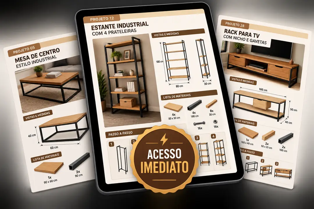 Plano Básico — +50 Projetos de Móveis em Ferro e Madeira com Medidas para Fabricação